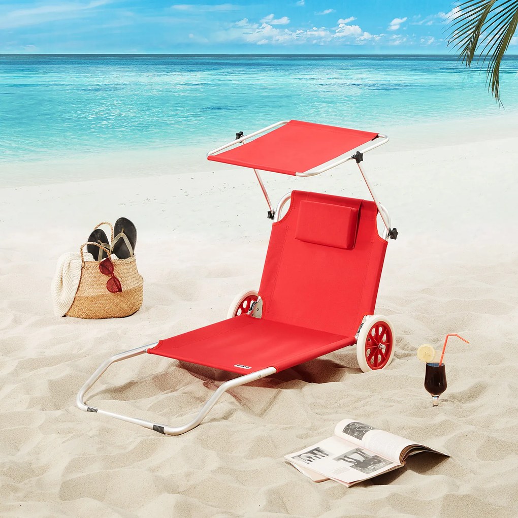 Casaria® Kreta alumínium napozóágy - piros