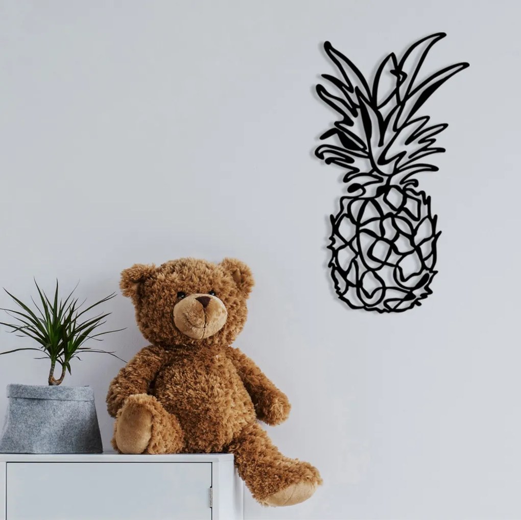 Ananas fém fali dekoráció, 33×60 cm