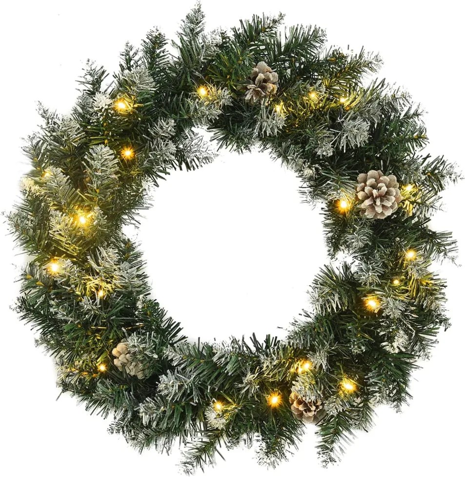 vidaXL zöld PVC karácsonyi koszorú LED-ekkel 60 cm