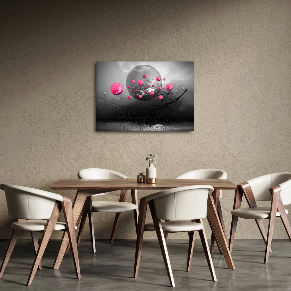 Rózsaszín absztrakt gömbök képe (70x50 cm)