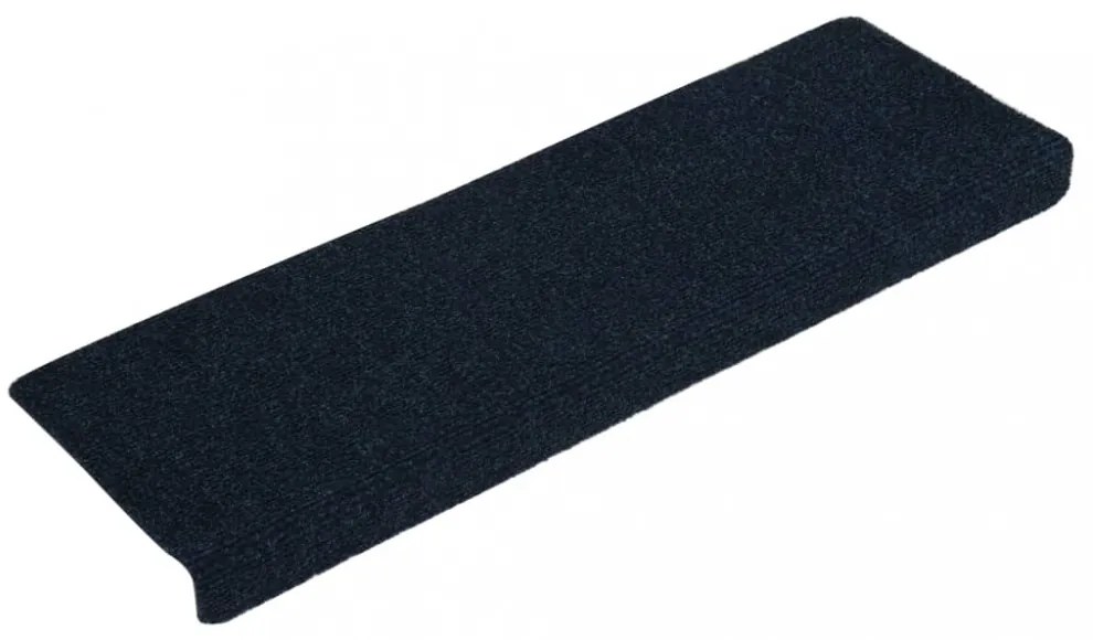 15 db tűvel lyuggatott kék szövet lépcsőszőnyeg 65x21x4 cm