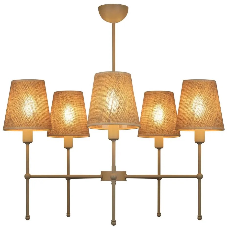 Rúdon szerelt MADELA csillár, 5 x E14 foglalat, max. 40 W, 230 V, juta, bézs