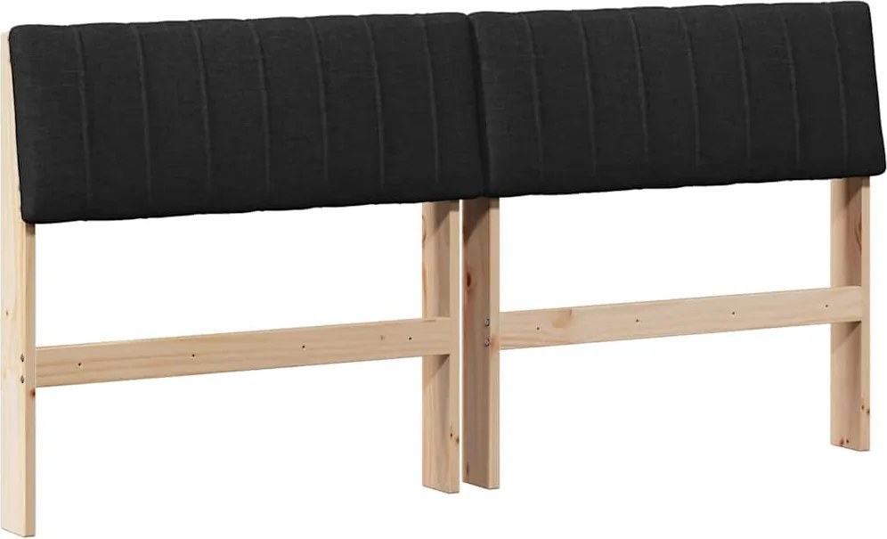 vidaXL Kárpitozott fejtámla Fekete 160 cm Tömör fenyőfa