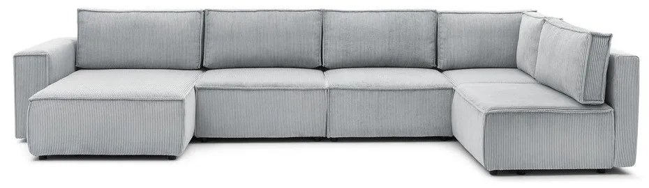Világosszürke kordbársony sarokkanapé (jobb oldali-"U" alakú) Nihad modular – Bobochic Paris