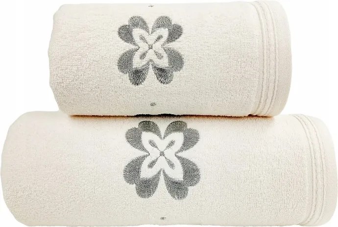 Novella törölköző elegáns hímzéssel 70x130 krémszínű