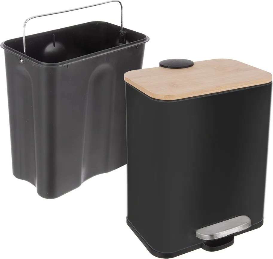 Fekete rozsdamentes acél pedálos szemetes 5 l Black – Orion