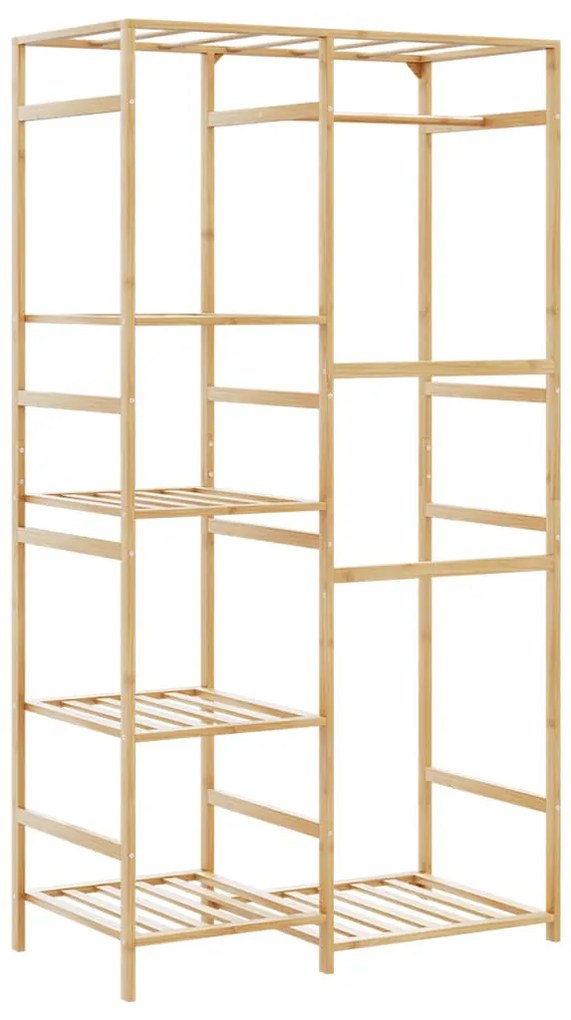 bambusz ruhaállvány polcokkal 100x50x184,5 cm