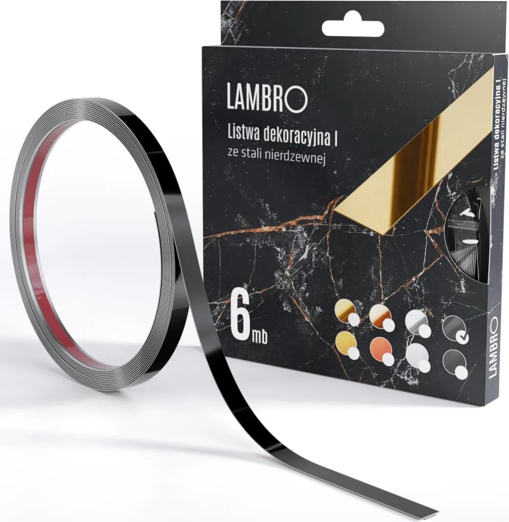 ambro öntapadós díszcsík fekete fényes 10-20mm