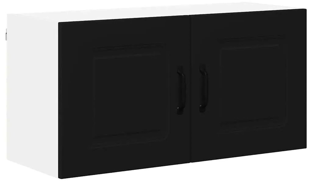 Fali konyhaszekrény polcokkal Fekete 80 x 31 x 40 cm Faanyag