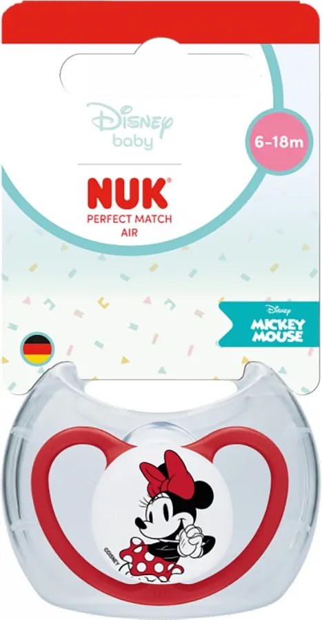Baba cumi NUK Perfect Match Air Disney Mickey Mouse  6-18 hónapos red, vel. 6-18 m