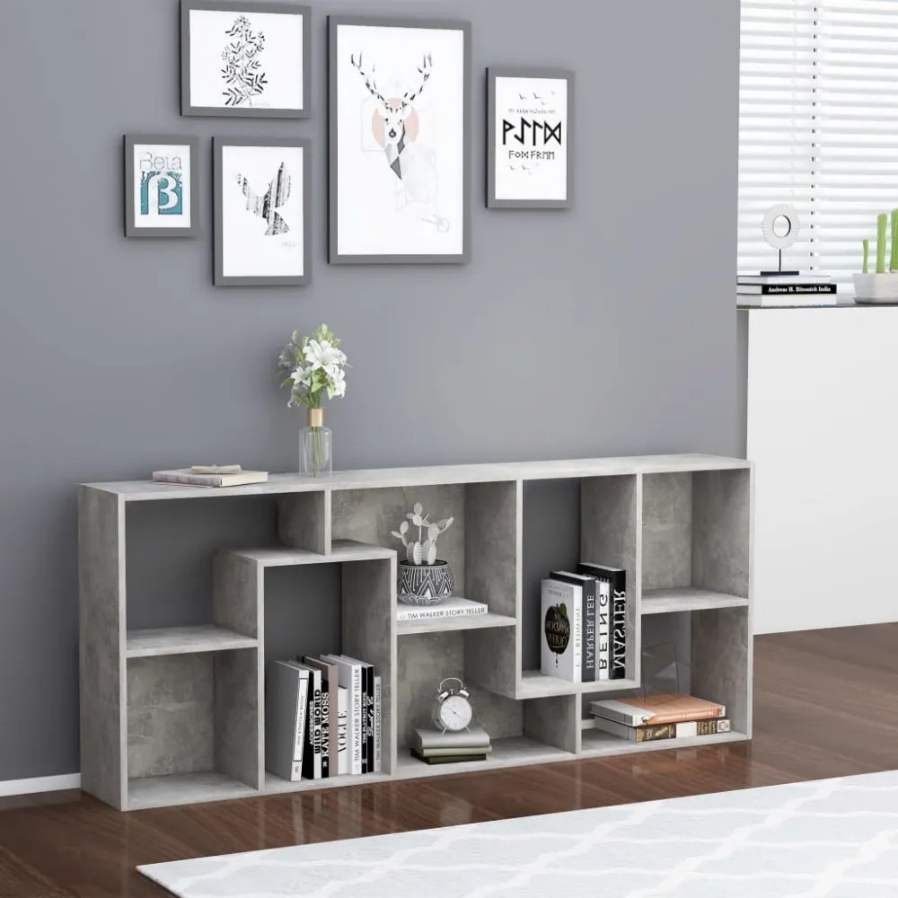 betonszürke szerelt fa könyvszekrény 67 x 24 x 161 cm
