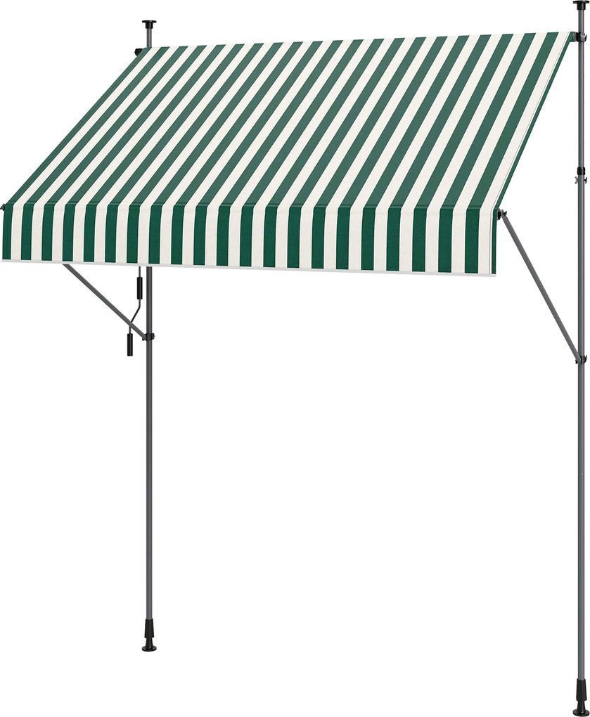 Outsunny Napernyő Napellenző 2x1,2 m Retraktálható Karral, Kültéri Nappaláló Alumínium Kerettel és 180g/㎡ Poliészter Anyaggal, Kerthez, Erkélyhez és T
