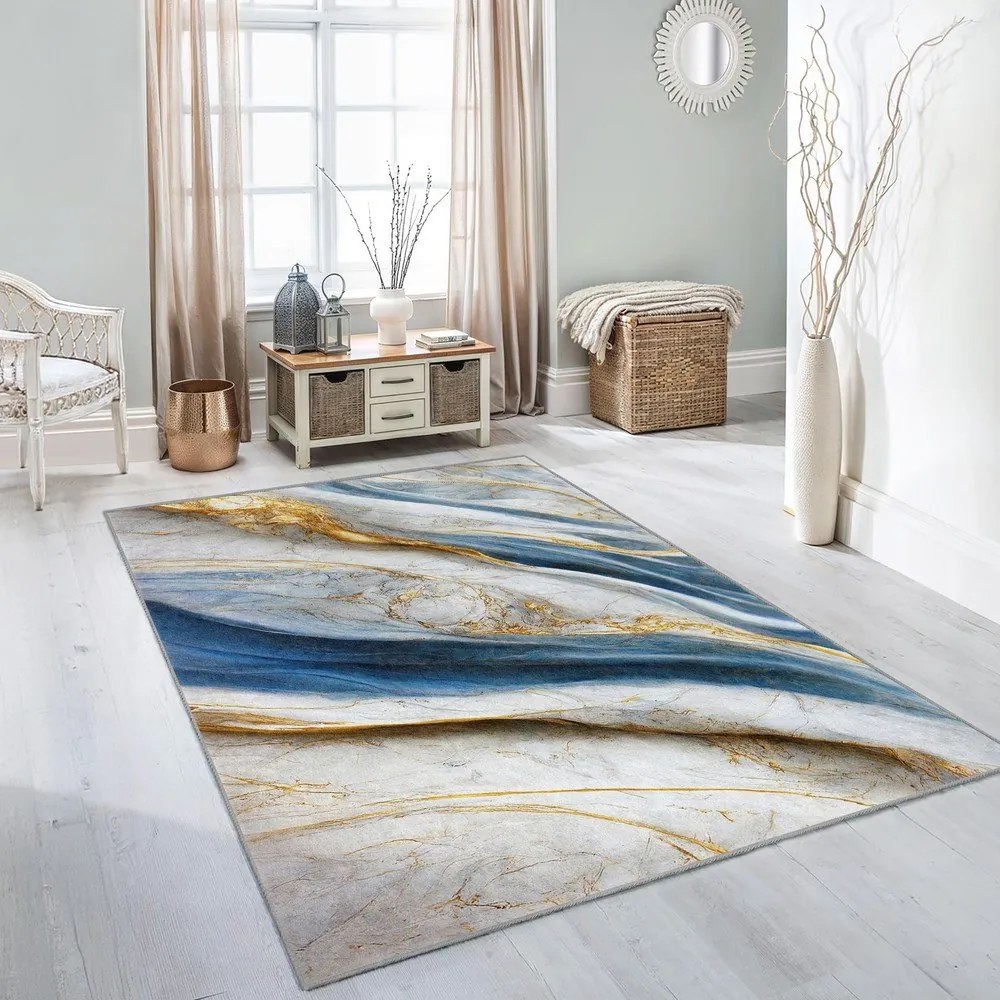 Kék mosható szőnyeg 80x150 cm Golden Spill – Mila Home