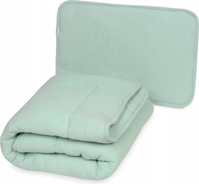 Csecsemő paplan 100x135 párna 40x60 Muslin Menta
