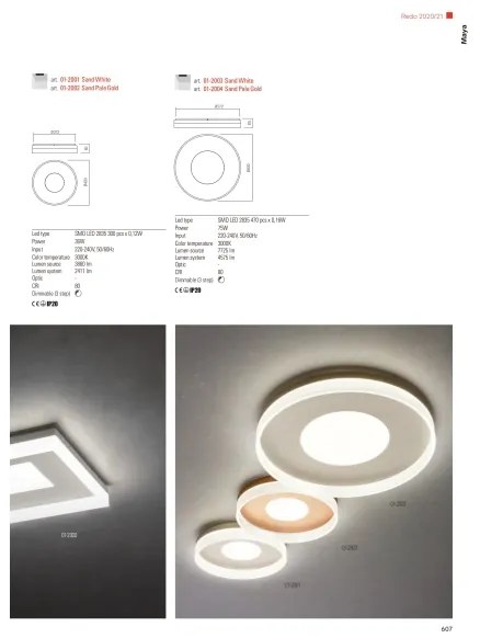 Redo 01-1998 - LED dimmelhető mennyezeti lámpa MAYA LED/42W/230V 42,5x42,5 cm aranyszínű