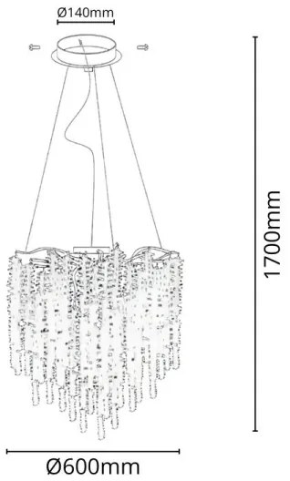 Kristály csillár zsinóron 9xG9/40W/230V arany