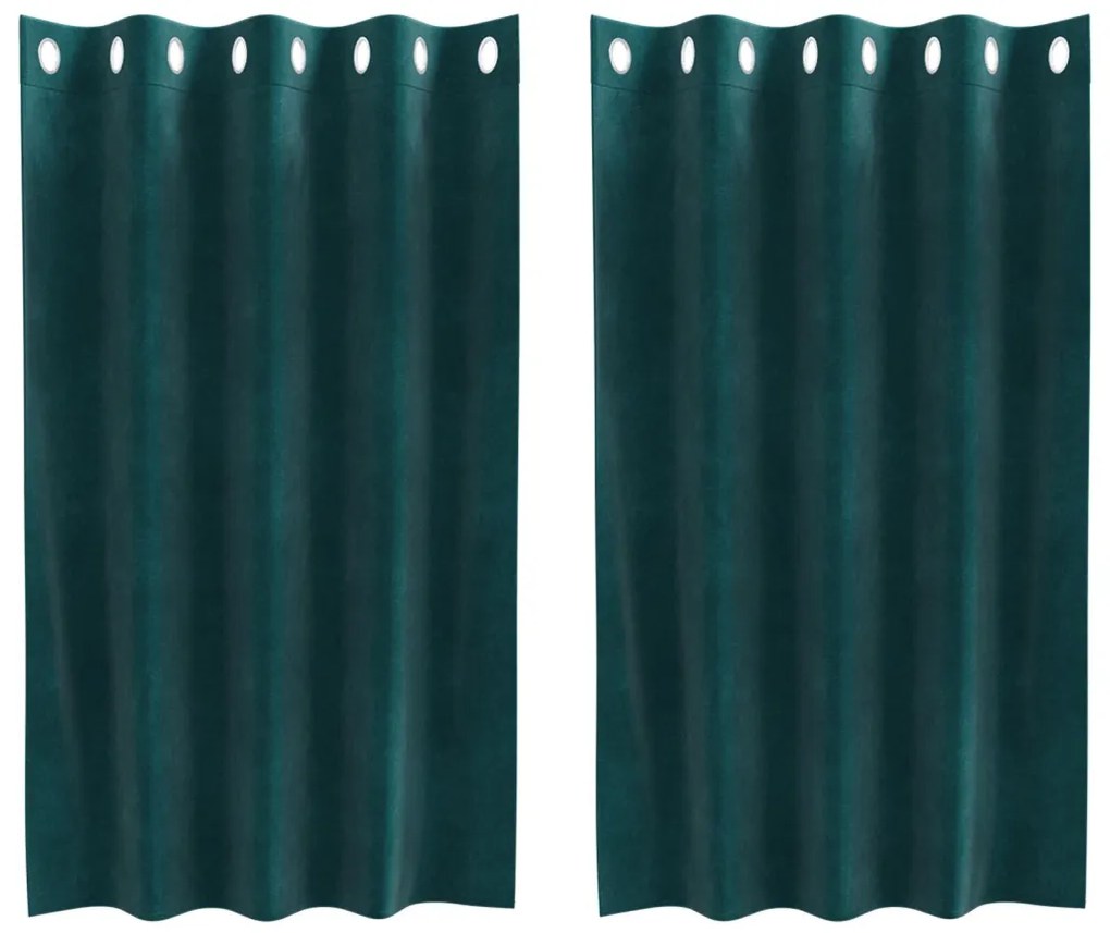 Függönyök függönyökkel 2 pcs Sötétzöld 140 x 140 cm Bársony