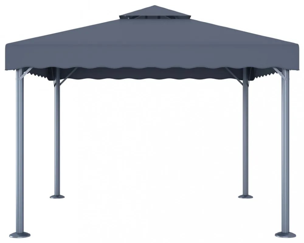 antracitszürke alumíniumpavilon LED fényfüzérrel 300 x 300 cm