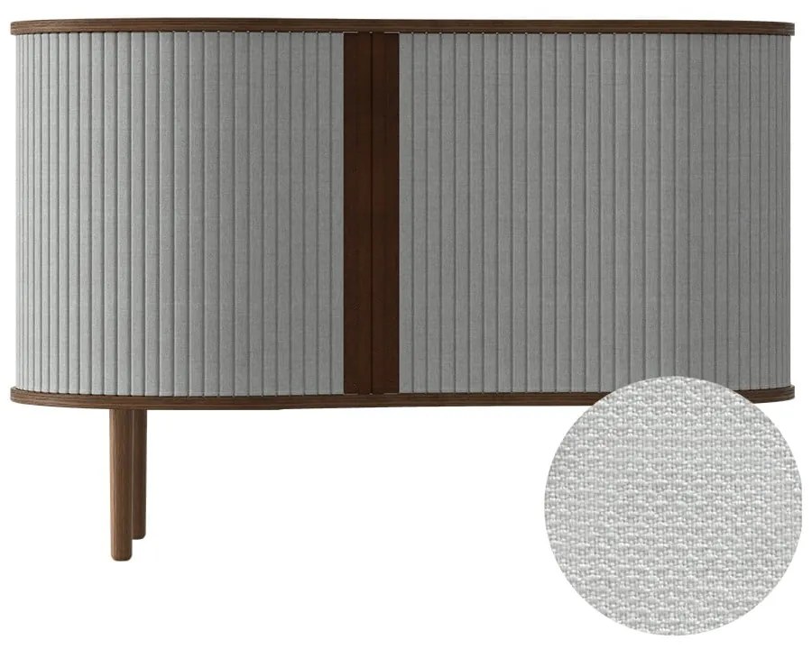 Szürke-barna alacsony komód tölgyfa dekorral, tolóajtóval 100x67 cm Audacious – UMAGE