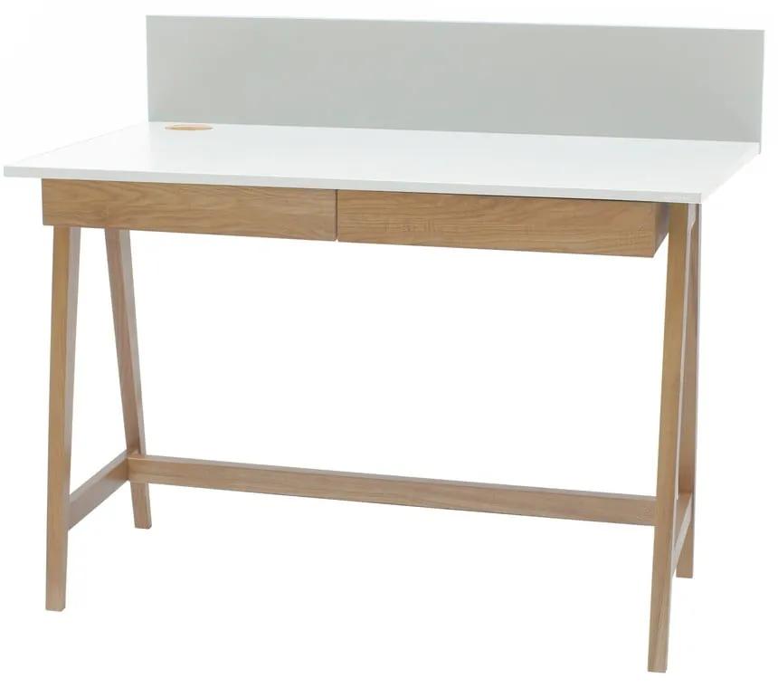 Luka fehér íróasztal kőrisfa lábakkal, hossz 110 cm - Ragaba