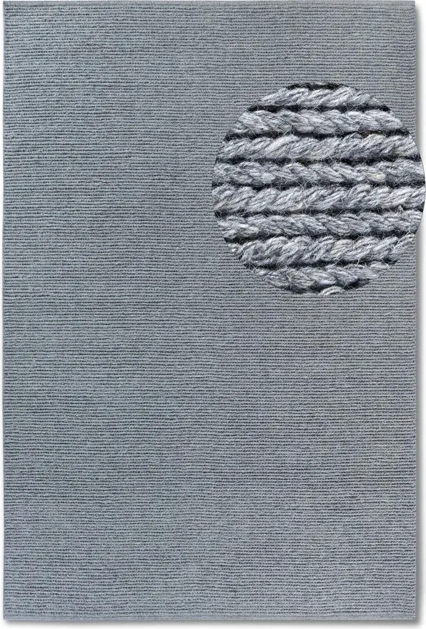 Hurkolt gyapjú szőnyeg 160x230cm, kézzel szőtt szürke egyszínű