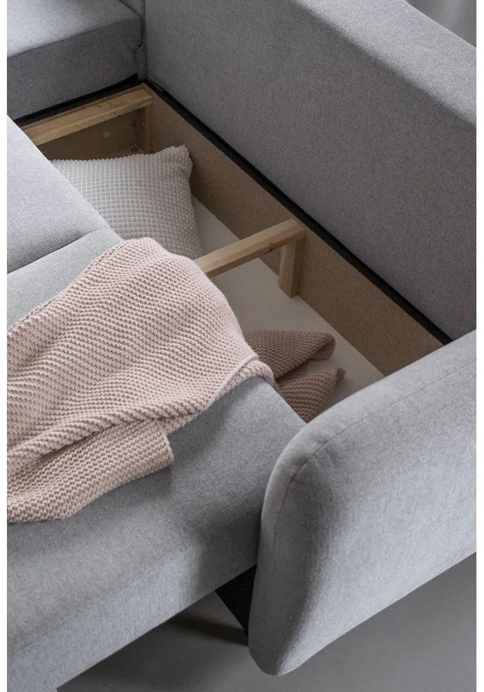 Scandic Lagom világosszürke kinyitható sarokkanapé, bal oldali - Miuform
