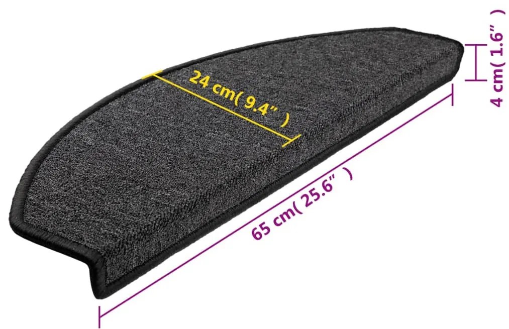 15 darab antracitszürke lépcsőszőnyeg 65 x 24 x 4 cm