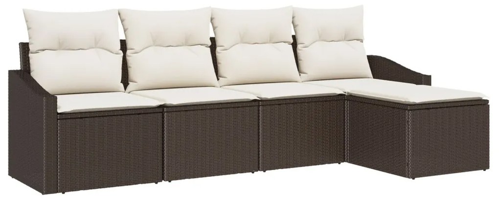 Kerti Kanapé Szett 5 Részes Barna Rattan
