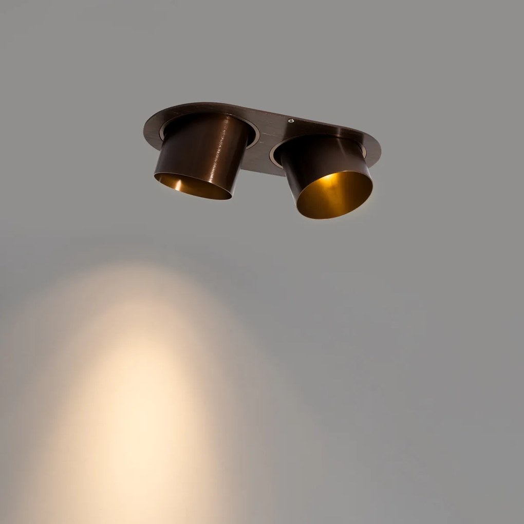 Kerek beépíthető spotlámpa sötét bronz GU10 70 mm dönthető 2 fényű - Installa