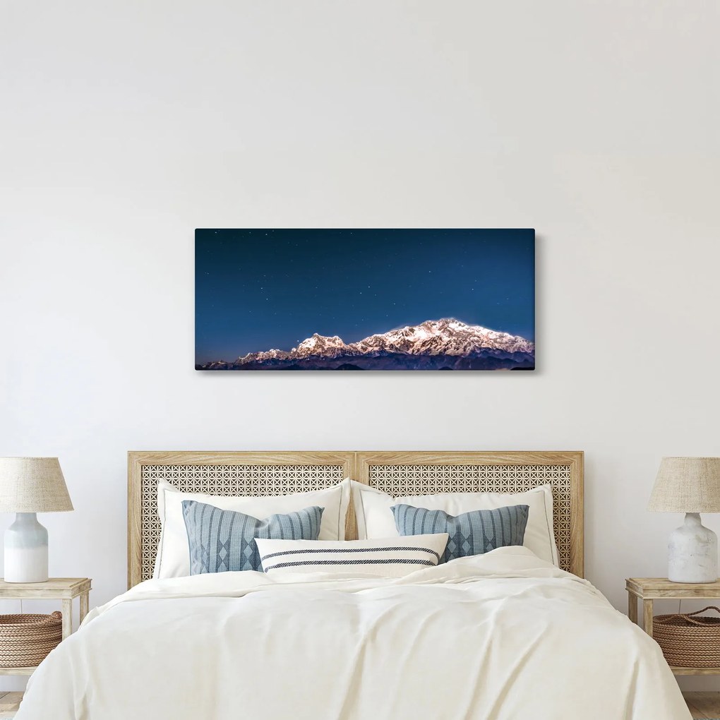 A hegyek és az éjszakai égbolt képe (120x50 cm)
