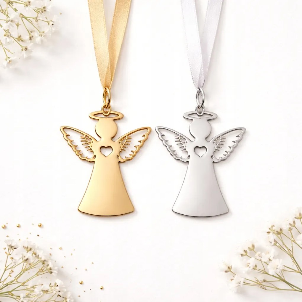 Angyalka medál Prémium 10 cm – Tükör kétoldalas arany ezüst minta 1