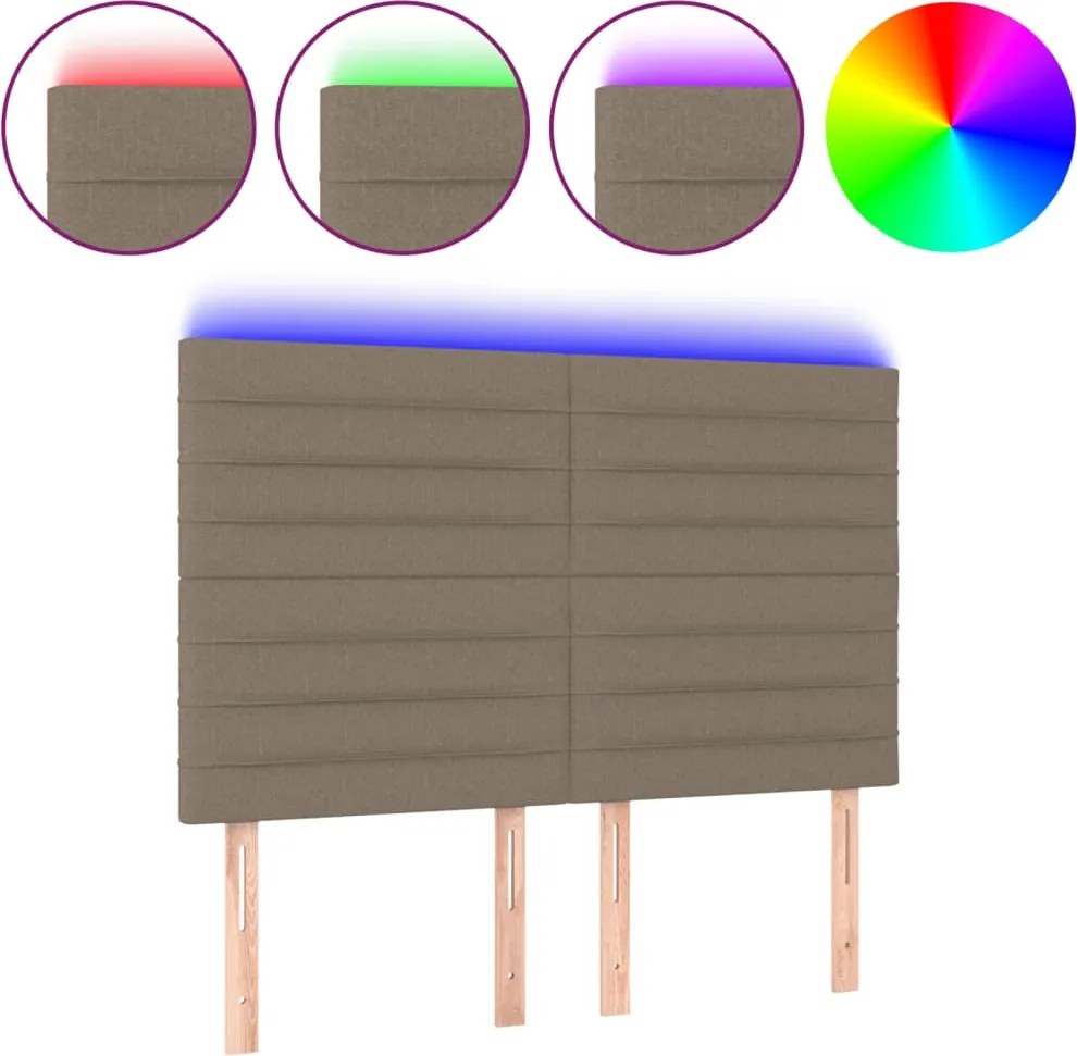 vidaXL tópszínű szövet LED-es fejtámla 144x5x118/128 cm