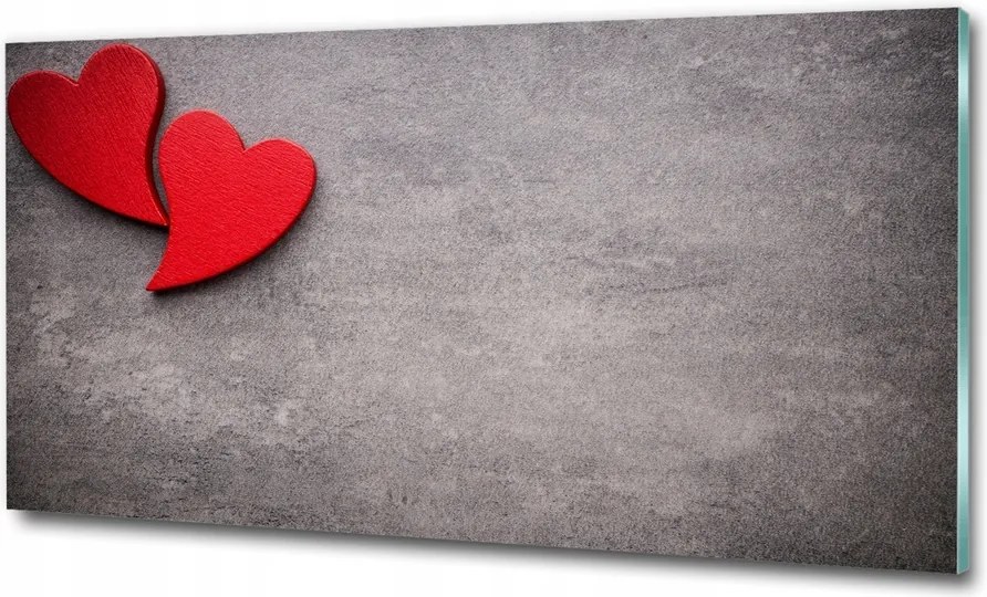 Fotó kép edzett üveg Piros szívek 125x50