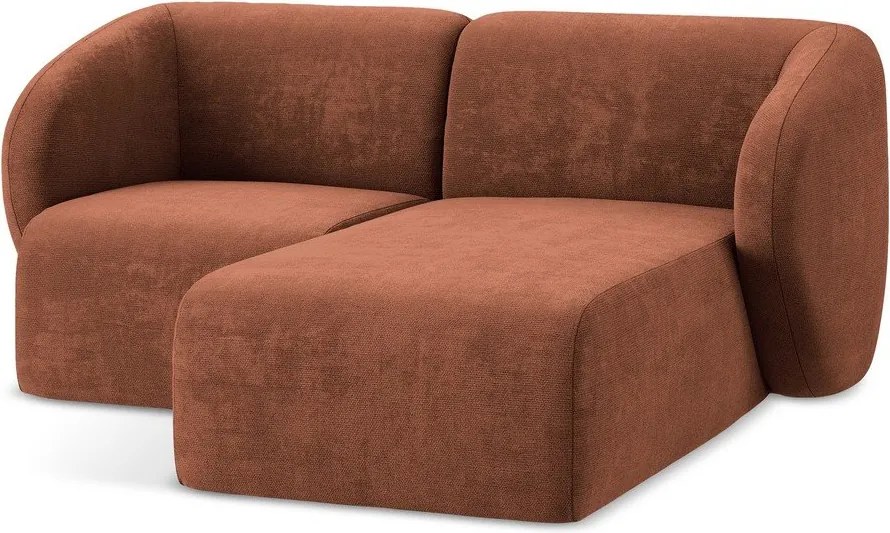 Terrakotta színű zsenília sarokkanapé (jobb oldali-heverő résszel) Lani – Makamii