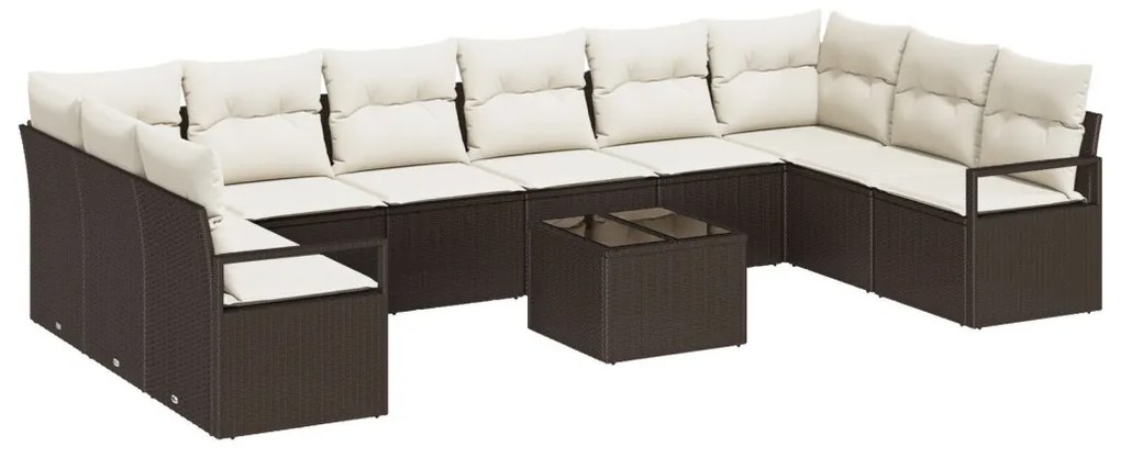 Kanapé Szett párnával 11 pcs Barna polirattan