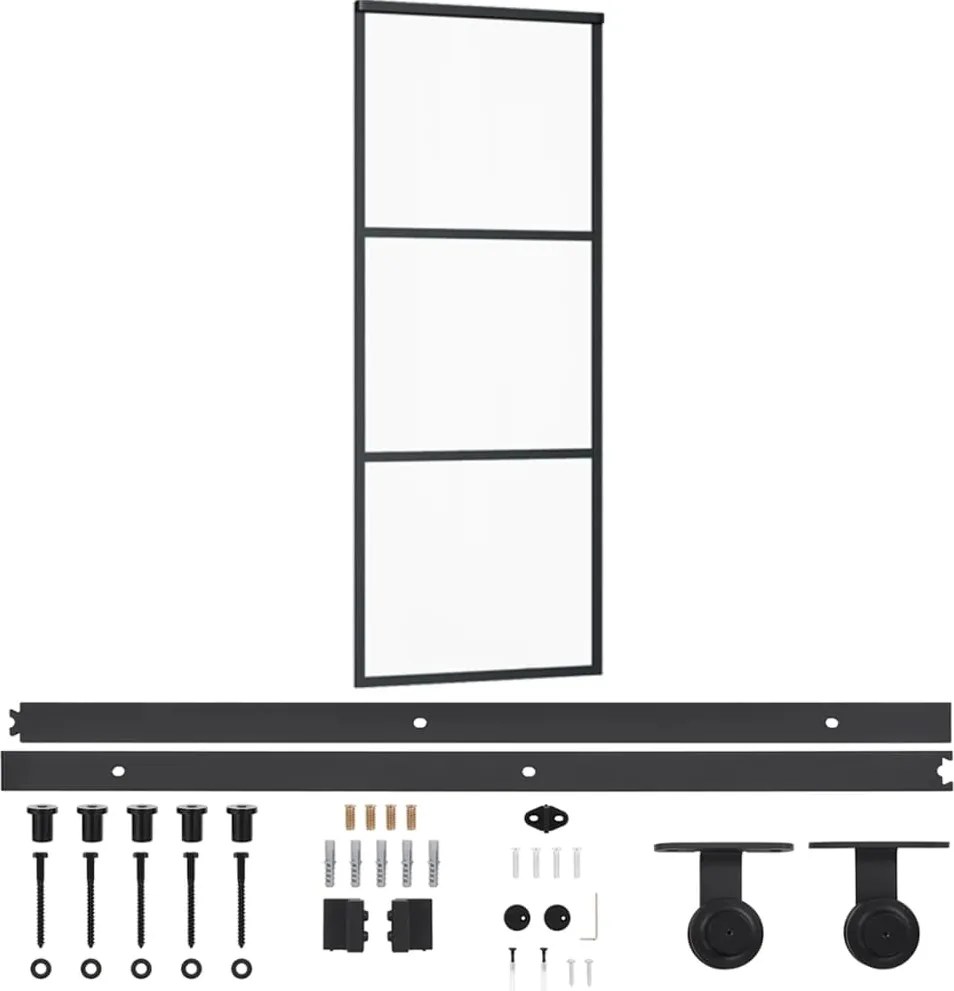 vidaXL ESG üveg és alumínium tolóajtó fémszerelvény-szettel 76x205 cm