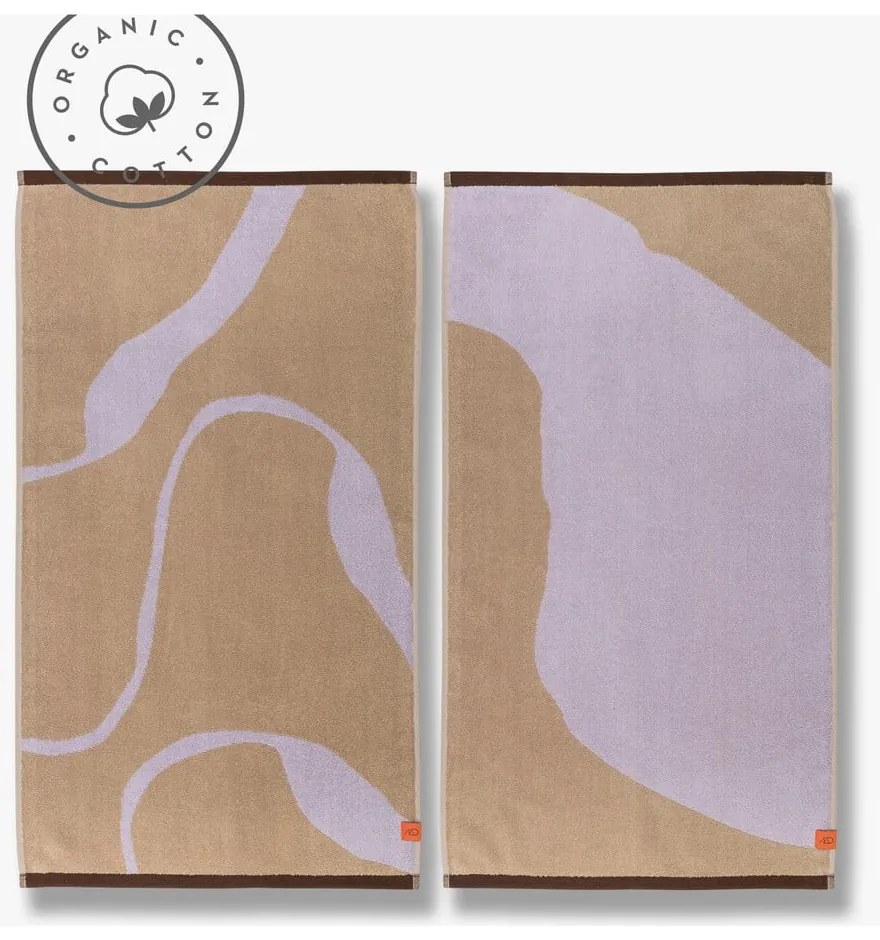 Levendula színű-világosbarna bio pamut törölköző szett 2 db-os 50x90 cm Nova Arte – Mette Ditmer Denmark