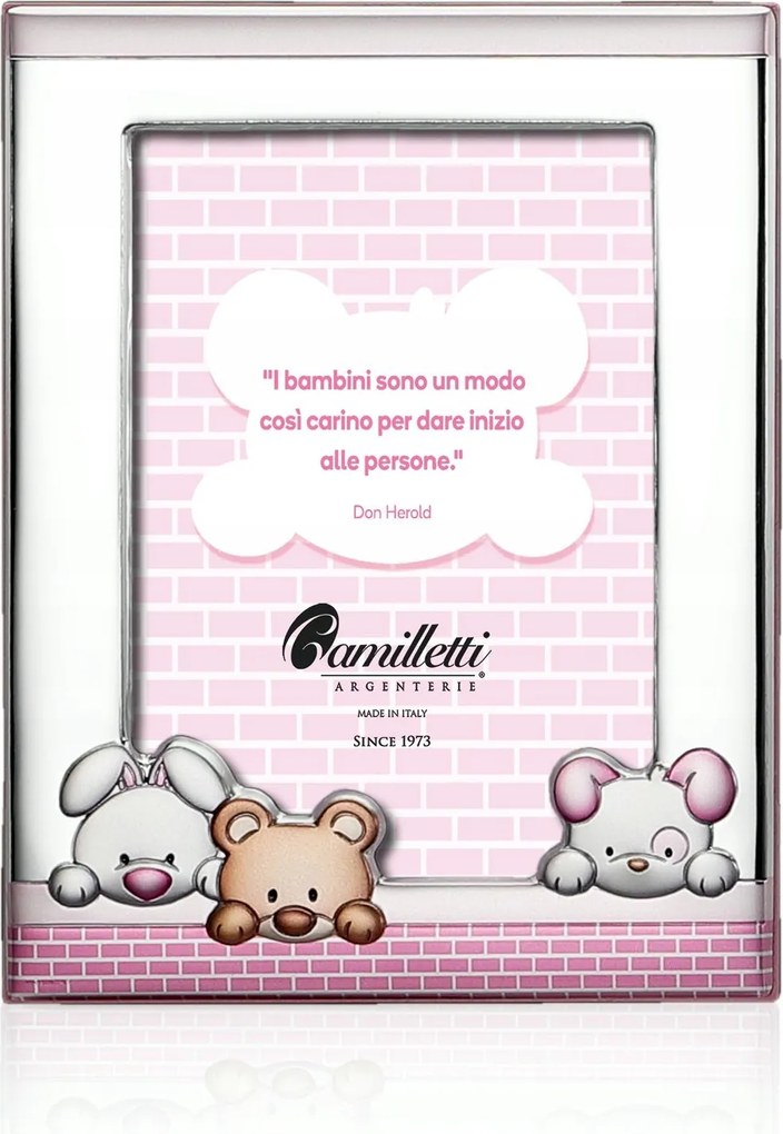 Képkeret plüssökkel Méret: 10x15 cm Szín: Rózsaszín