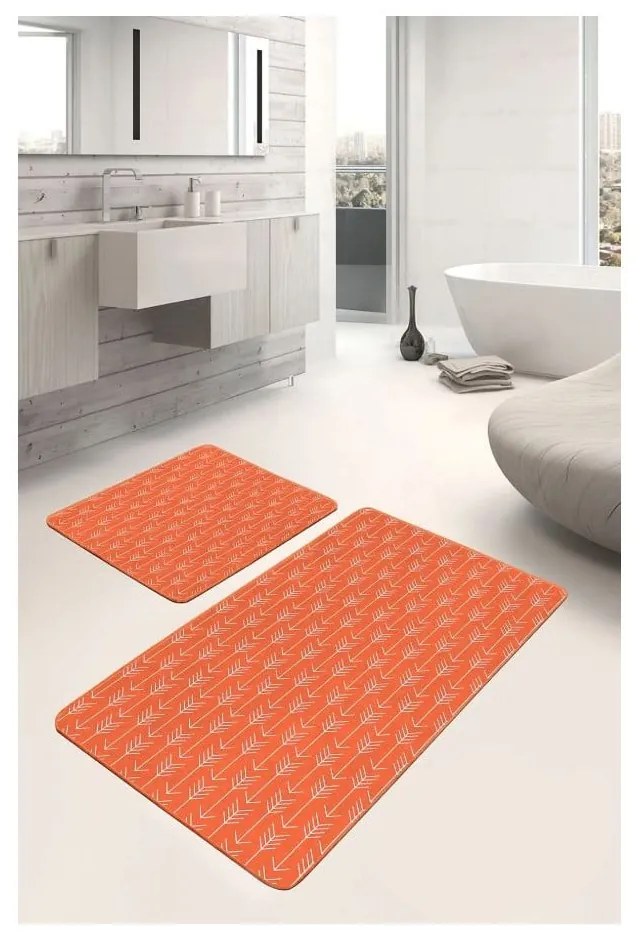 Terrakotta színű bársony fürdőszobai kilépő szett 2 db-os 60x100 cm – Mila Home