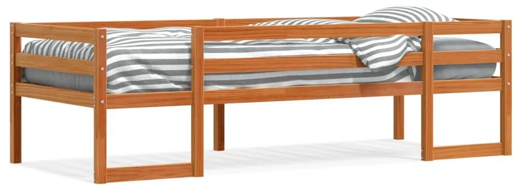 viaszbarna tömör fenyőfa gyerekágykeret 80 x 200 cm