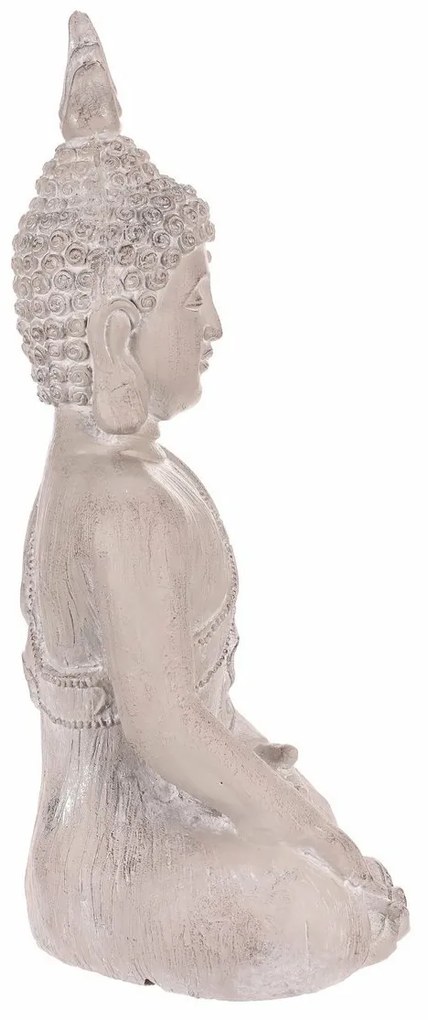 Buddha ülő szobor, szürke, polirezin, 30 x 22 x 54 cm