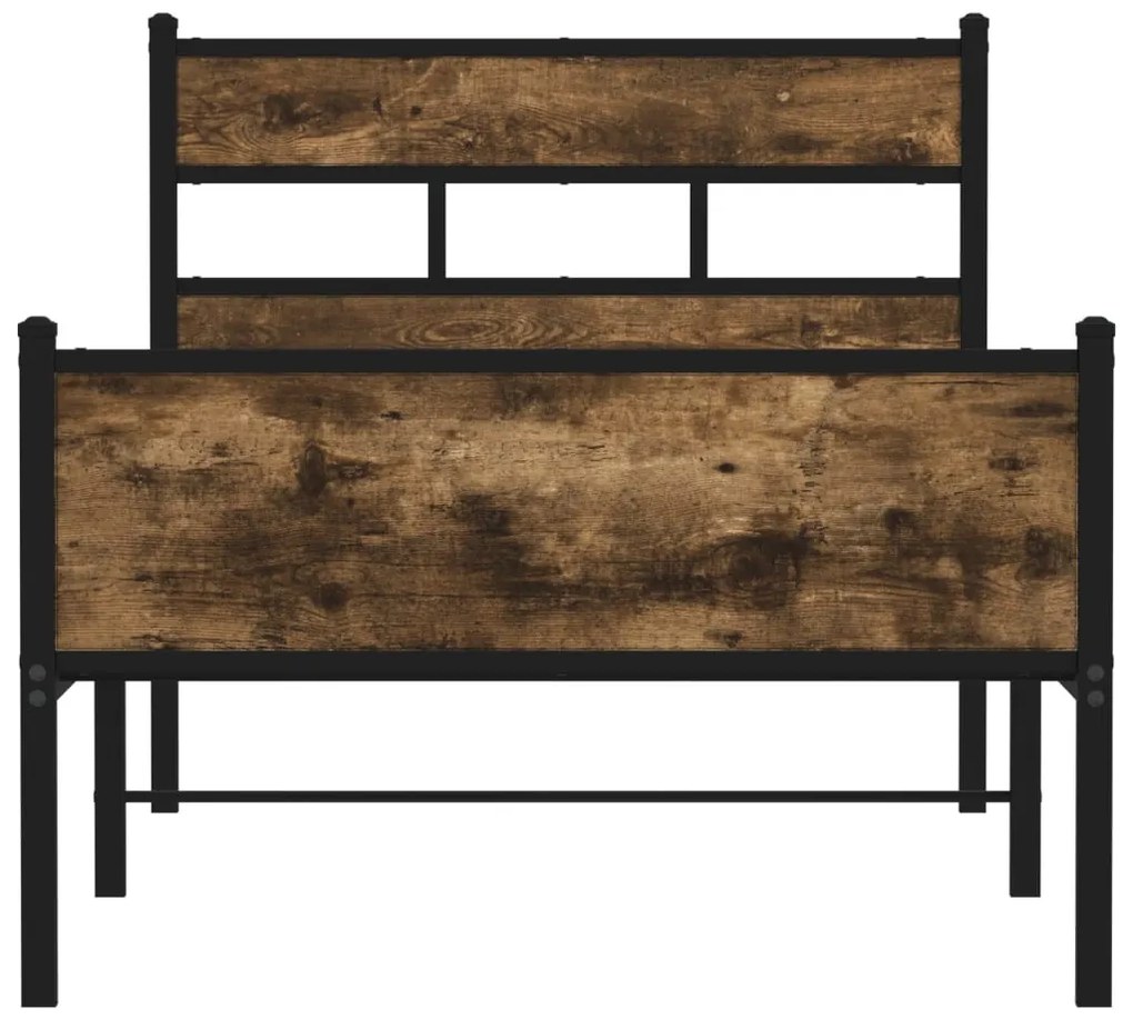 füstös tölgy színű szerelt fa ágykeret matrac nélkül 107x200 cm