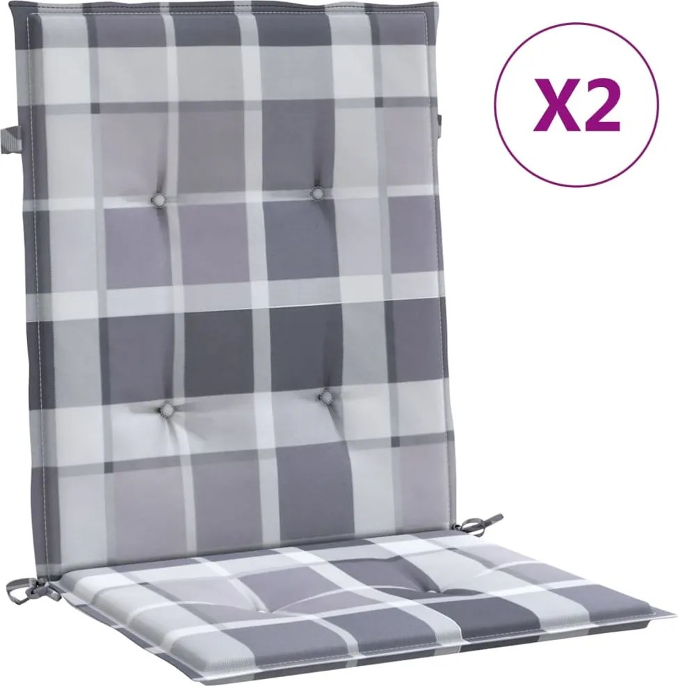 vidaXL 2 db szürke kockás oxford szövet háttámlás székpárna 100x50x3cm