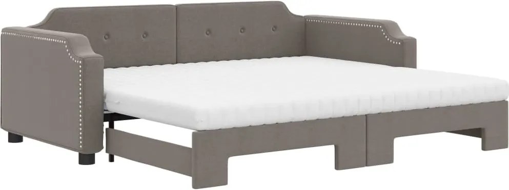 vidaXL tópszínű kihúzható szövet heverő matracokkal 80 x 200 cm