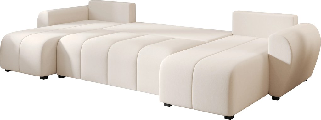 SEVIO U alakú kihúzható ülőgarnitúra, 311x145 cm, krémszínű + 2 párna INGYEN