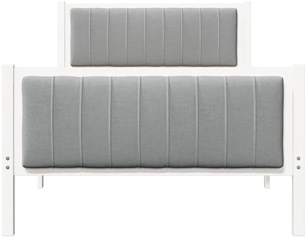 Ágykeret Fehér és világosszürke 100 x 200 cm Tömör fenyőfa