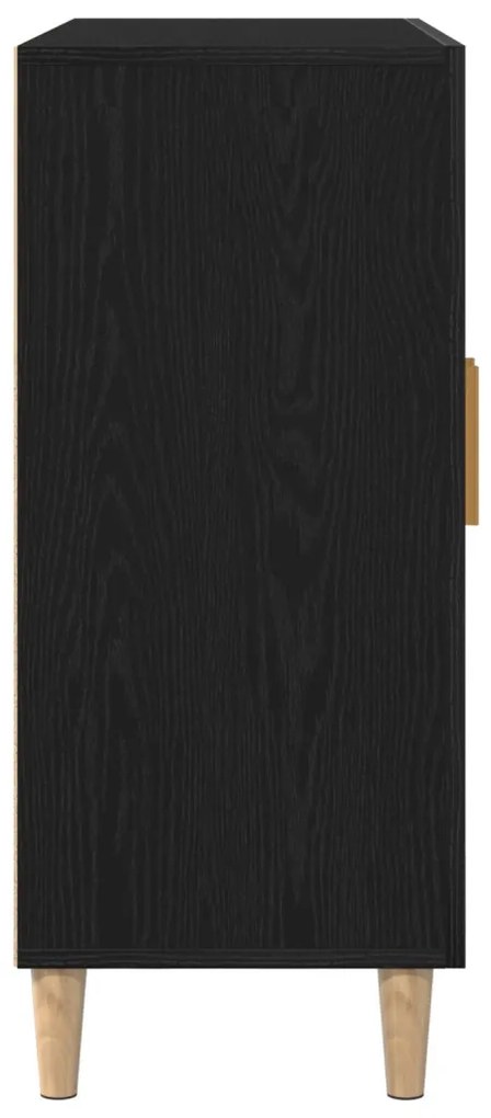 Oldalbord Fekete tölgy 90x34x80 cm Műgyanta fa