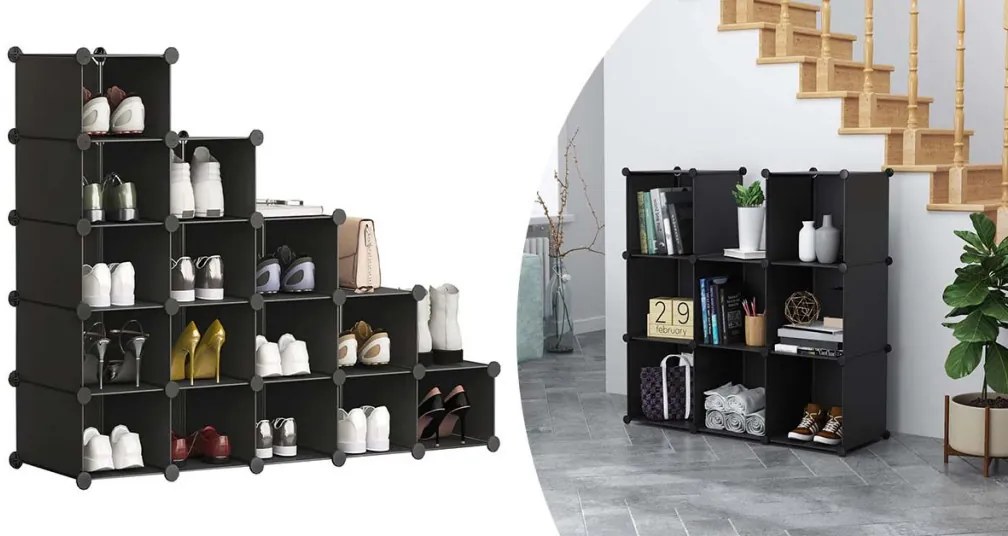 Kombinálható tároló kocka 15db, fekete