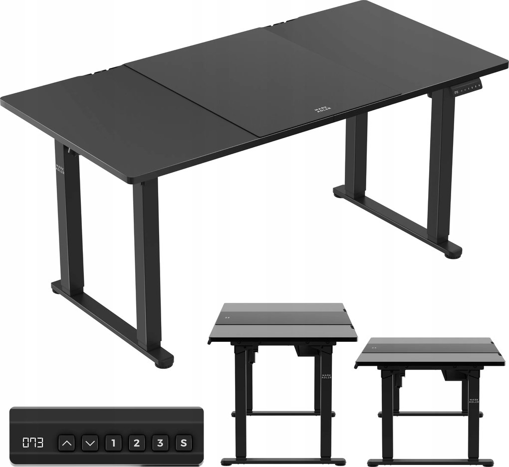 Elektromos íróasztal Mark Adler fekete állítható irodai számítógéphez