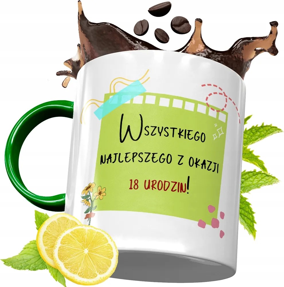 Zöld Bögre 18 18STE 18. Születésnapra Ajándék fényképes nyomtatással